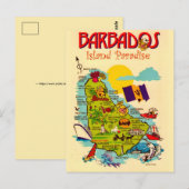 Barbados Inselkarte Postkarte (Vorne/Hinten)
