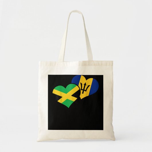 Barbados' Jamaica Hearts Bajan Jamaican Flag Pride Tragetasche (Vorne)