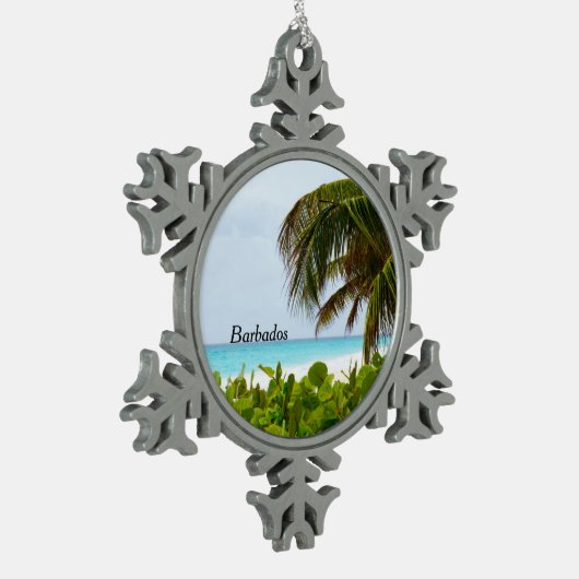 Barbados, Karibischer Strand Schneeflocken Zinn-Ornament (Links)