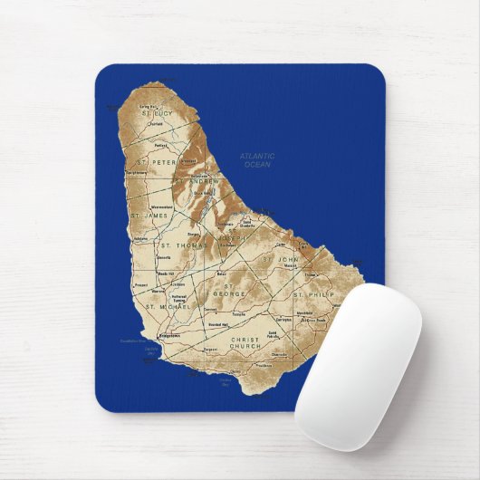 Barbados-Karte Mousepad (Mit Mouse)