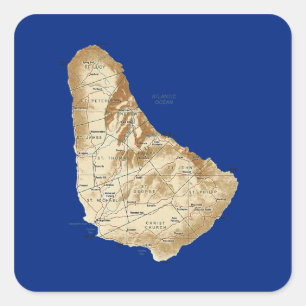 Barbados-Kartenaufkleber Quadratischer Aufkleber
