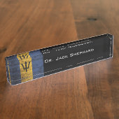 Barbados kennzeichnen auf altem hölzernem Korn Namensplakette (Seite)