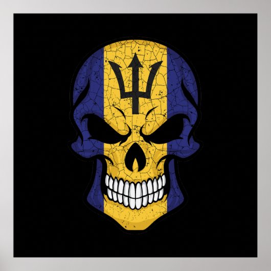 Barbados lächelnd Schädelflagge Poster (Vorne)