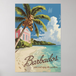 Barbados malerische Reise Kunst Vintage Poster