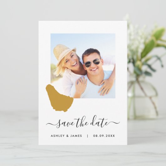 Barbados Map Foto Wedding Save the Date Card (Stehend Vorderseite)