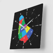 Barbados Map Square Wall Clock Quadratische Wanduhr (Winkel)