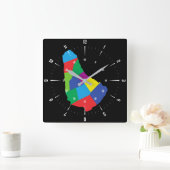 Barbados Map Square Wall Clock Quadratische Wanduhr (Zuhause)