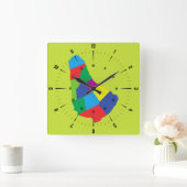 Barbados Map Square Wall Clock Quadratische Wanduhr (Zuhause)