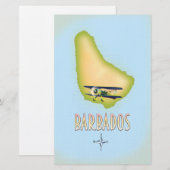 Barbados Map Vintage Reiseplakat. Briefpapier (Vorne/Hinten)
