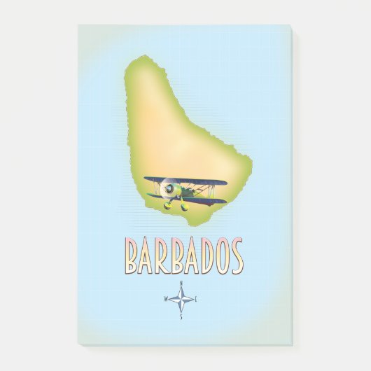 Barbados Map Vintage Reiseplakat. Post-it Klebezettel (Vorderseite)