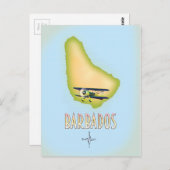 Barbados Map Vintage Reiseplakat. Postkarte (Vorne/Hinten)