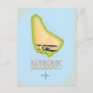 Barbados Map Vintage Reiseplakat. Postkarte