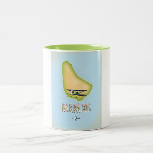 Barbados Map Vintage Reiseplakat. Zweifarbige Tasse (Mittel)
