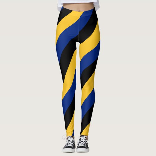 Barbados National Flag Colors Diagonal gestreift Leggings (Vorderseite)