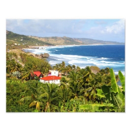 Barbados, Ozean, Strand, Berge, Surfen, tropisch Fotodruck