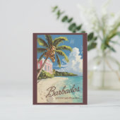 Barbados Painterly Travel Art Vintag Postkarte (Stehend Vorderseite)