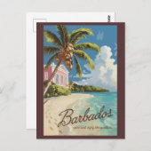 Barbados Painterly Travel Art Vintag Postkarte (Vorne/Hinten)