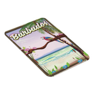 Barbados Papageien-Landschaft Reiseplakat Magnet
