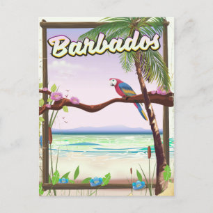 Barbados Parrot Landscape Reiseplakat Postkarte