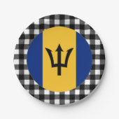 Barbados Plate, Büffel kariert & Barbados Flag Pappteller (Vorderseite)