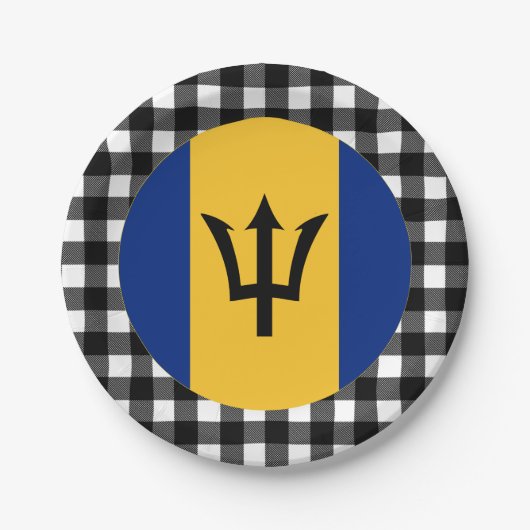 Barbados Plate, Büffel kariert & Barbados Flag Pappteller (Vorderseite)