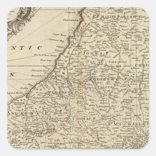 Barbados Quadratischer Aufkleber (Vorderseite)