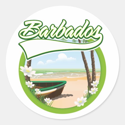 Barbados Reiselogo Runder Aufkleber (Vorderseite)