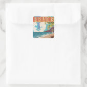 Barbados Reiseplakat Quadratischer Aufkleber (Tasche)