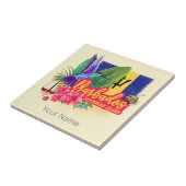 Barbados Retro Karibik Vintage Insel Souvenir Fliese (Seite)