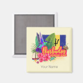 Barbados Retro Karibik Vintage Insel Souvenir Magnet (Vorderseite/Rückseite)