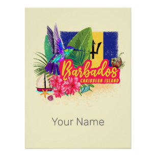 Barbados Retro Karibik Vintage Insel Souvenir Poster