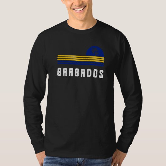 Barbados Retro Sunset Bajan Flag Barbadian Pride T-Shirt (Vorderseite)