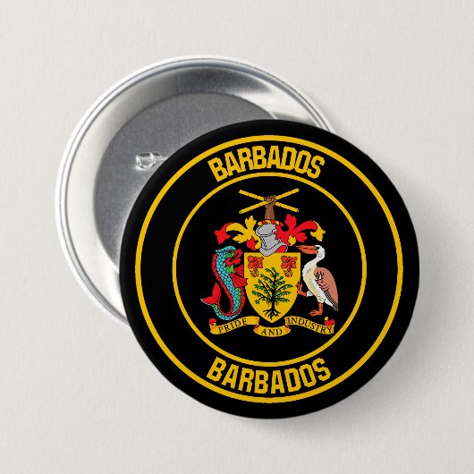 Barbados Round Emblem Button (Vorne & Hinten)