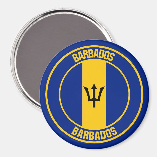 Barbados Round Emblem Magnet (Vorderseite/Rückseite)