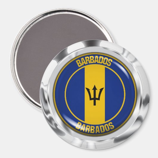 Barbados Round Emblem Magnet (Vorderseite/Rückseite)