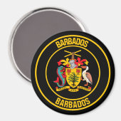 Barbados Round Emblem Magnet (Vorderseite/Rückseite)
