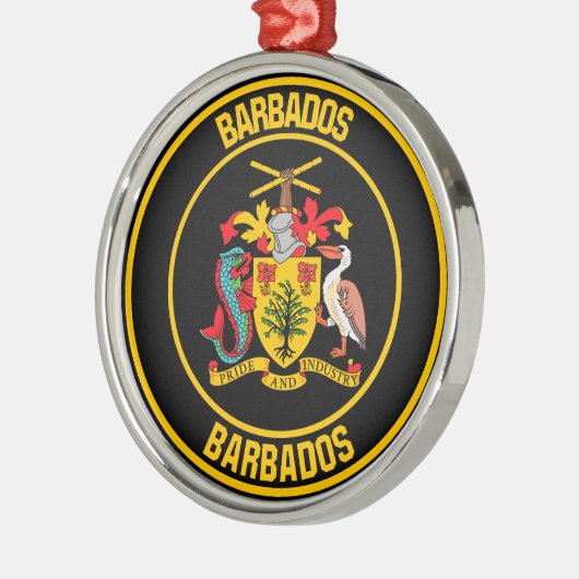 Barbados Round Emblem Ornament Aus Metall (Links)