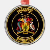 Barbados Round Emblem Ornament Aus Metall (Vorne)