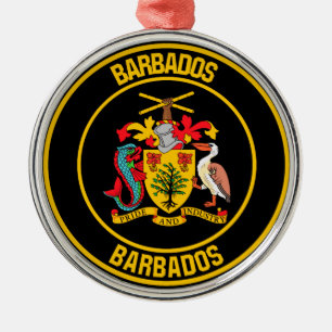 Barbados Round Emblem Ornament Aus Metall