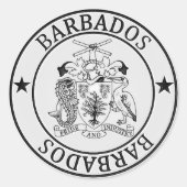 Barbados Round Emblem Runder Aufkleber (Vorderseite)
