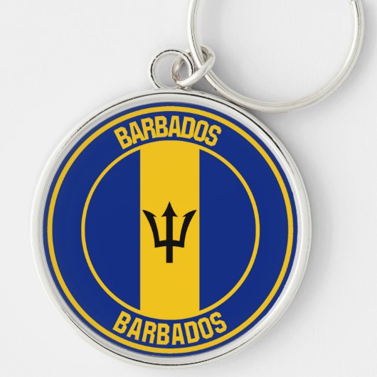 Barbados Round Emblem Schlüsselanhänger (Vorne)