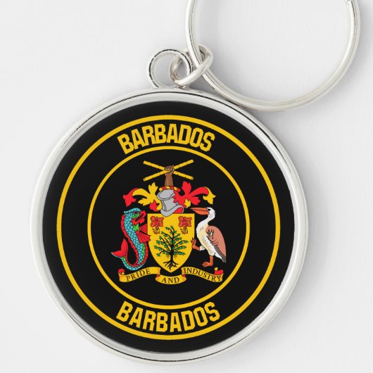 Barbados Round Emblem Schlüsselanhänger (Vorne)