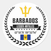 Barbados Runder Aufkleber (Vorderseite)
