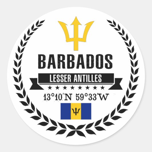 Barbados Runder Aufkleber (Vorderseite)