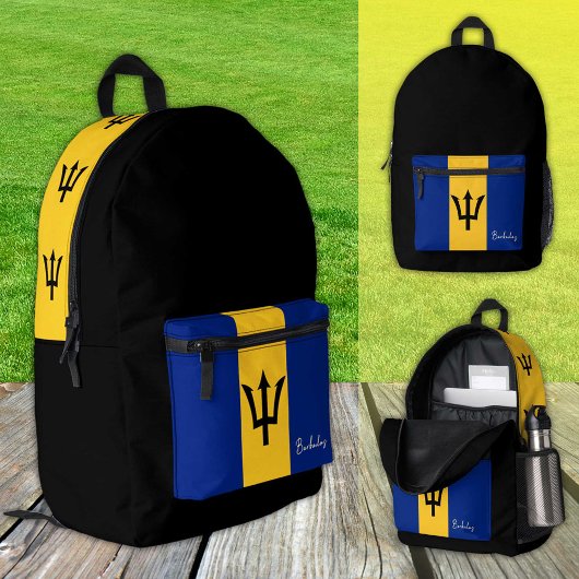 Barbados, schwarzer Rucksack, Barbados-Flagge /pat Bedruckter Rucksack