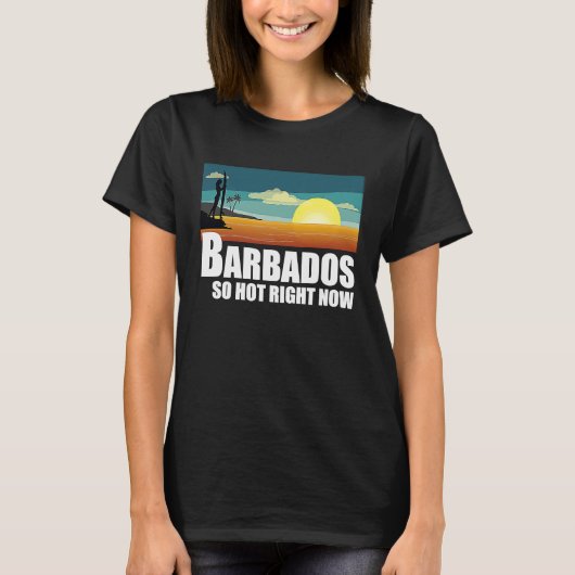 Barbados so hot right now Retro Travel Beach Vaca T-Shirt (Vorderseite)
