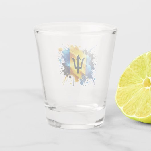 Barbados-Splash-Effekt-Flag Schnapsglas (Rückseite)