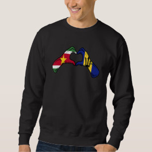 Barbados Suriname Flag Barbadier Surinamer Herz Sweatshirt
