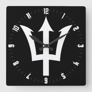Barbados Trident  Square Wall Clock Quadratische Wanduhr