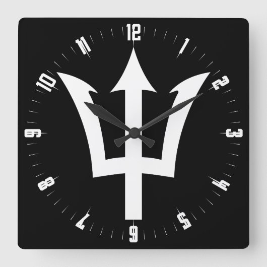 Barbados Trident Square Wall Clock Quadratische Wanduhr (Vorderseite)